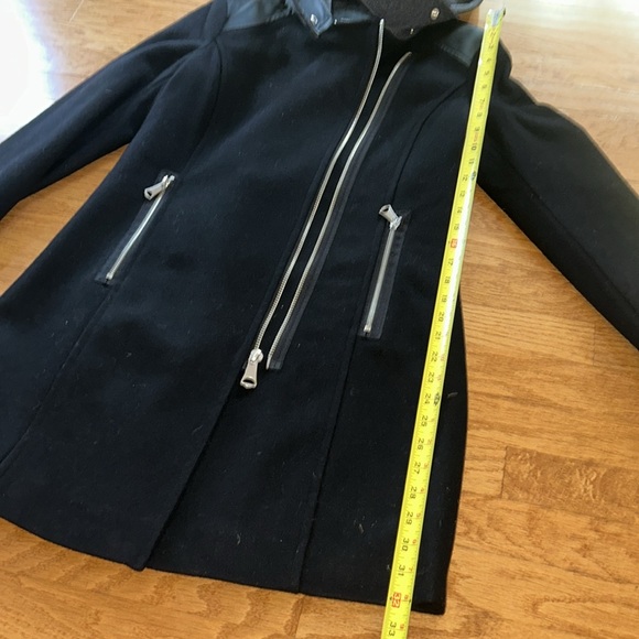 Marc New York Black Coat Wool Sweatshirt Hood Midi Women’s US Size 4 Small - Picture 9 of 12